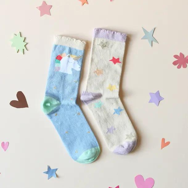 Rockahula Kids (Faire) Rockahula: Rainbow Unicorn Socks (2pk)-