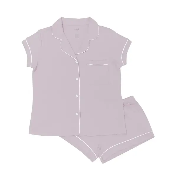 Kyte Clothing Kyte: Womens Short Sleeve PJ Set - Wisteria w/ Cloud Trim