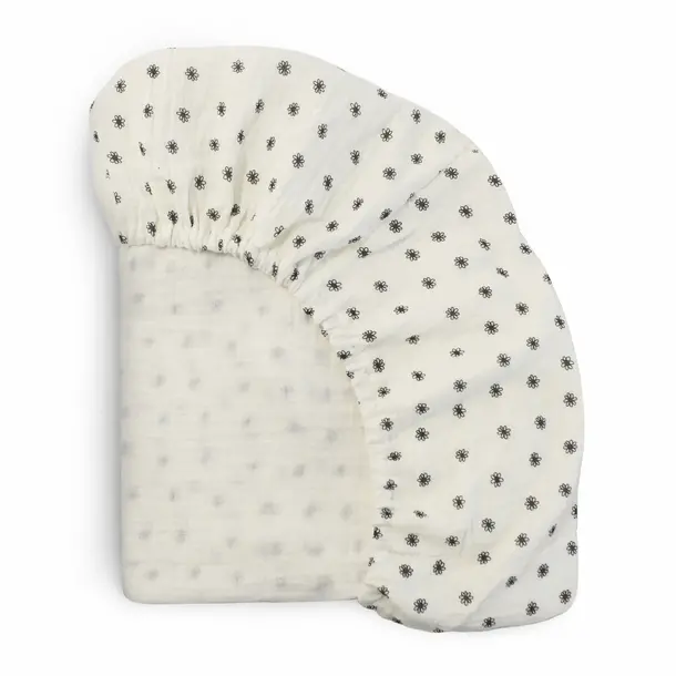 Mushie Mushie: Extra Soft Muslin Crib Sheet - Black Daisy
