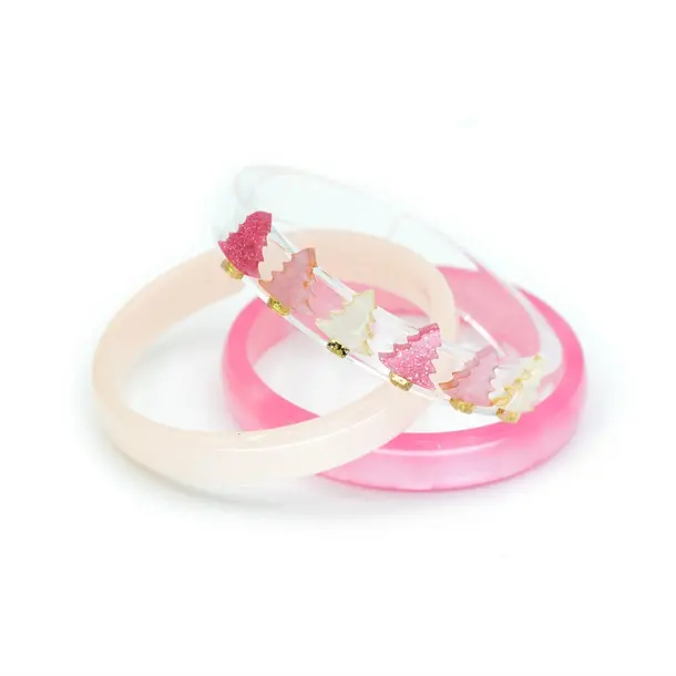 Lilies & Roses Bangle Set of 3: Christmas Tree - Pink