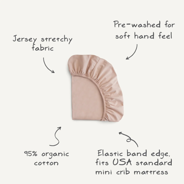 Mushie Mushie: Stretchy MINI Crib Sheet - Blush