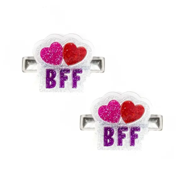 Lilies & Roses 2pk Alligator Clips: BFF w/ Hearts