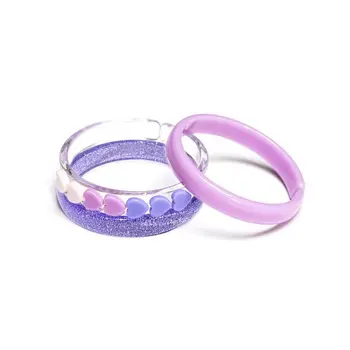 Lilies & Roses Bangle Set of 3: Hearts, Lilac, Shade