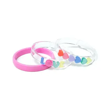 Lilies & Roses Bangle Set of 3: Love & Hearts Pastel