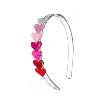 Lilies & Roses Acrylic Headband - Mini Hearts Red Glitter