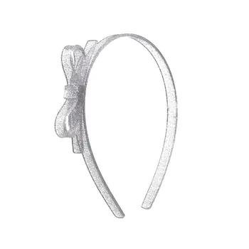 Lilies & Roses Acrylic Headband: Thin Bow - Silver