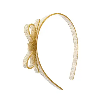 Lilies & Roses Acrylic Headband: Thin Bow - Glitter Gold