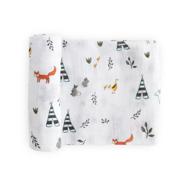 Little Unicorn Little Unicorn: Muslin Swaddle Blanket Single- Forest Friends