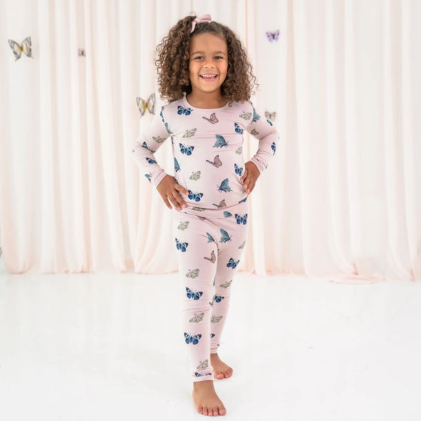 Kyte Clothing Kyte: Toddler Long-Sleeve PJ Set - Blush Butterfly
