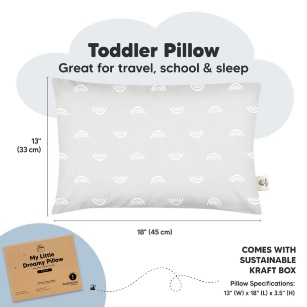 KeaBabies KeaBabies: Toddler Pillow - Gray Rainbow