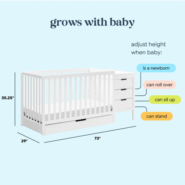 Million Dollar Baby MDB: Colby 4-in-1 Low-profile Convertible Crib & Changer Combo -