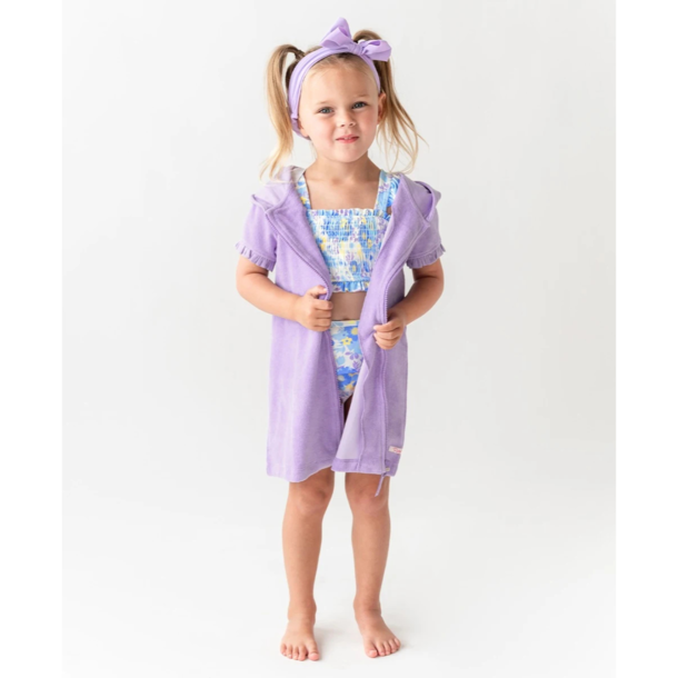 Rufflebutts Rufflebutts: Terry Full-Zip Cover Up- Lavender