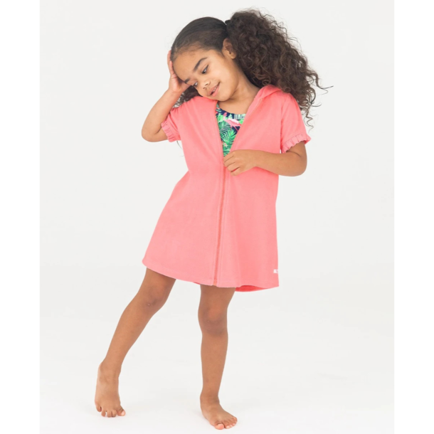 Rufflebutts Rufflebutts: Terry Full-Zip Cover Up- Bubblegum Pink