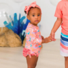 Rufflebutts Rufflebutts: LS 1pc Rashguard - Coral Floral