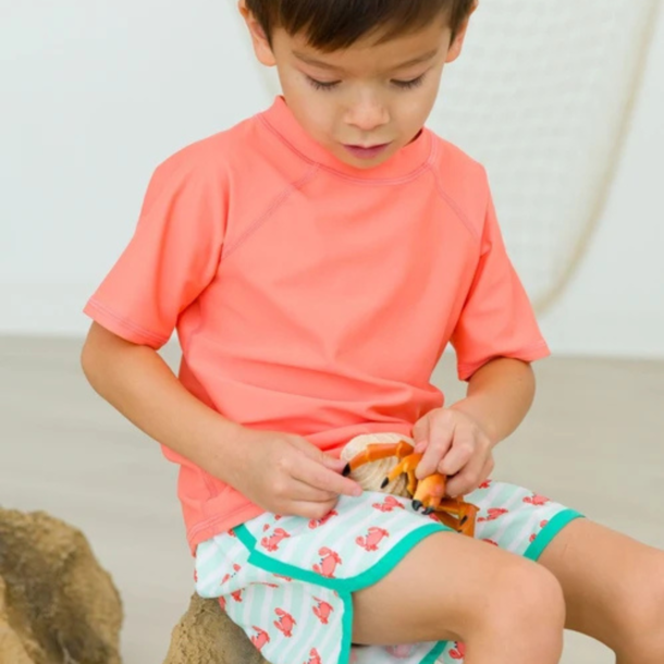 Rufflebutts Rufflebutts: SS Rashguard  Top - Coral