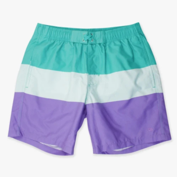Rufflebutts Ruggedbutts: Men's Swim Trunks - Green Purple Colorblock