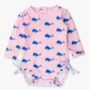 Rufflebutts Rufflebutts: LS 1pc Rashguard - Pink Whale Friends