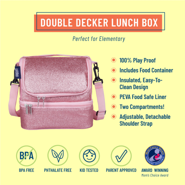 Wildkin Wildkin: Two Compartment Lunch Bag - Pink Glitter