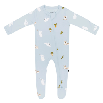 Kyte Clothing Kyte: Zipper Footie - Ice Rabbit