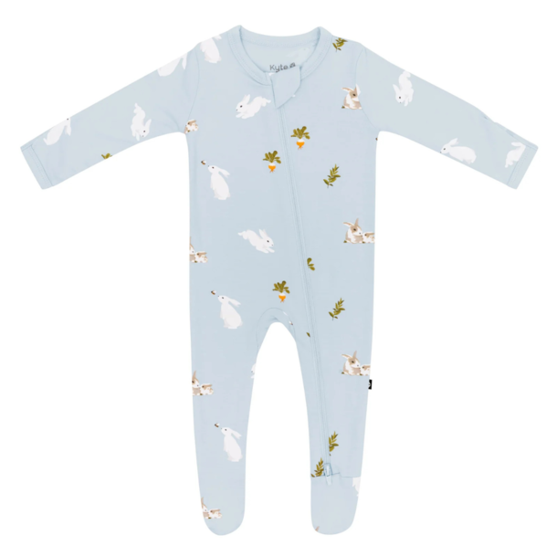 Kyte Clothing Kyte: Zipper Footie - Ice Rabbit