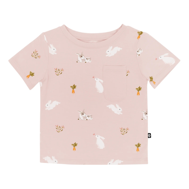 Kyte Clothing Kyte: S. Sleeve Toddler Crew Neck Tee - Blush Rabbit