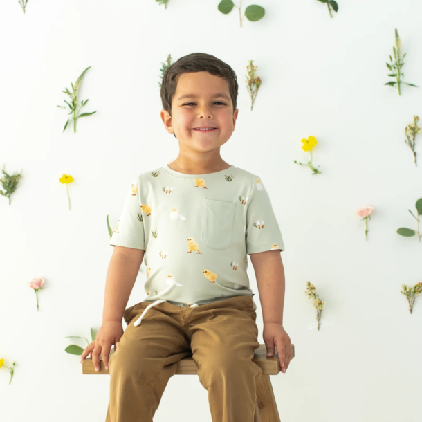 Kyte Clothing Kyte: S. Sleeve Toddler Crew Neck Tee - Aloe Chick