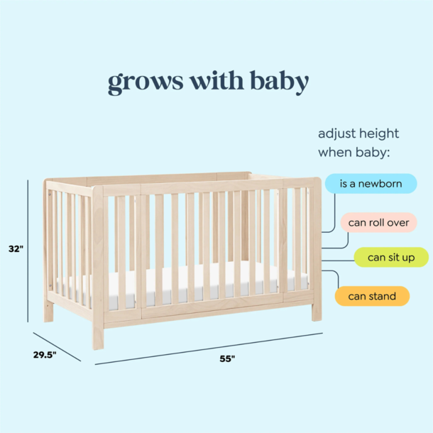 Million Dollar Baby MDB: Colby GROW 6-in-1 Convertible Bassinet to Crib - Washed Natural