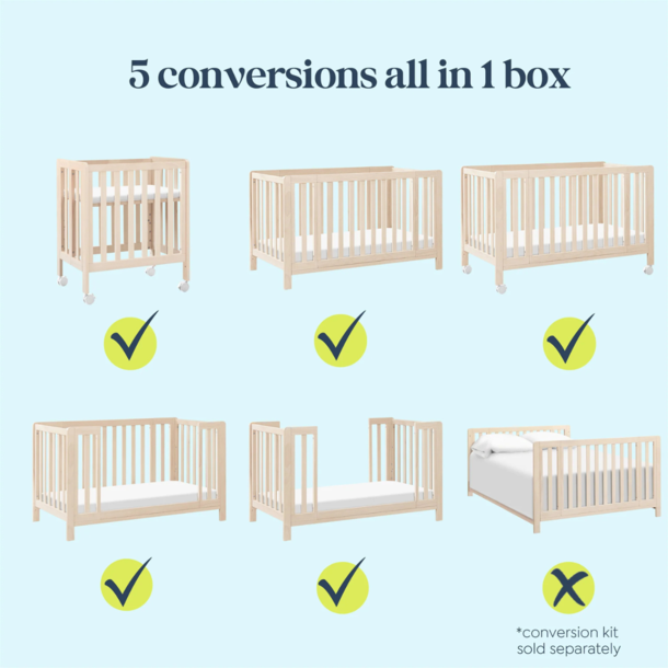 Million Dollar Baby MDB: Colby GROW 6-in-1 Convertible Bassinet to Crib - Washed Natural