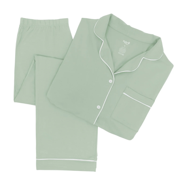 Kyte Clothing Kyte: Women's Long Sleeve PJ Set - Thyme/Cloud Trim