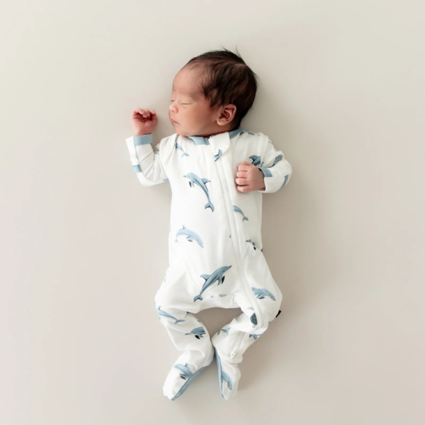 Kyte Clothing Kyte: Zipper Footie - Dolphin