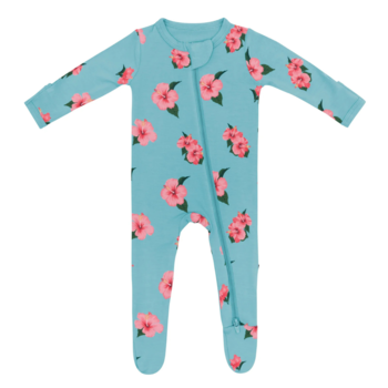 Kyte Clothing Kyte: Zipper Footie - Hibiscus
