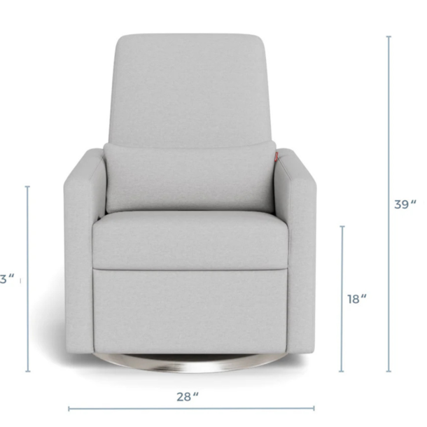 Monte Monte: Grano Glider Recliner w/ Stainless Steel Swivel Base - Fog Grey Performance Fabric