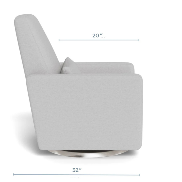 Monte Monte: Grano Glider Recliner w/ Stainless Steel Swivel Base - Fog Grey Performance Fabric