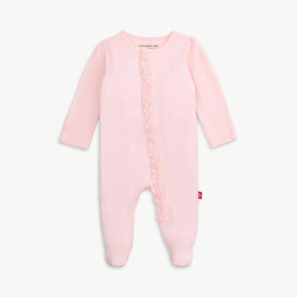 Magnificent Baby Magnetic Me: Magnetic Footie - Pink Dogwood Ruffle (Modal)