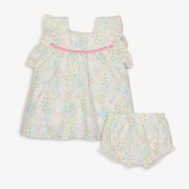 Magnificient Baby Magnetic Me: Dress w/Diaper Cover- Hoppy Garden