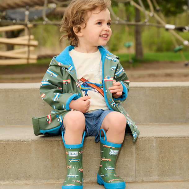 Hatley/Little Blue House Hatley: Rainboot w/ Handles - Big Trucks