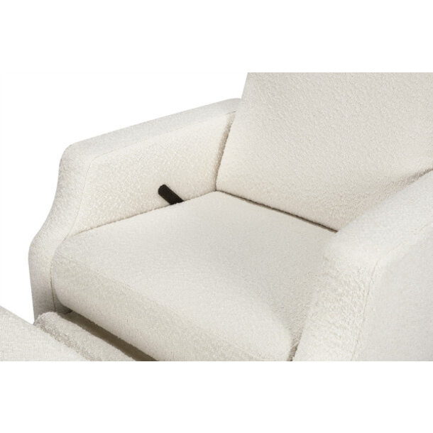 Million Dollar Baby MDB: Crewe Recliner and Swivel Glider - Ivory Boucle w/Light Wood Base