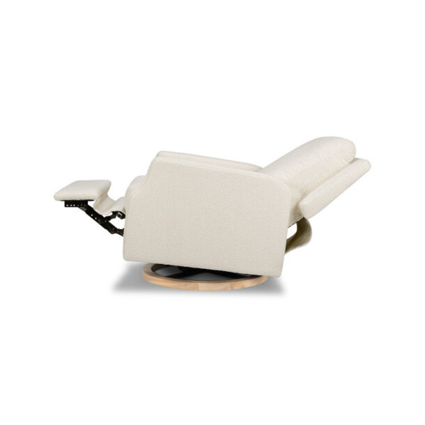 Million Dollar Baby MDB: Crewe Recliner and Swivel Glider - Ivory Boucle w/Light Wood Base