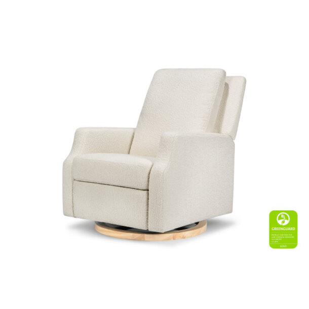 Million Dollar Baby MDB: Crewe Recliner and Swivel Glider - Ivory Boucle w/Light Wood Base