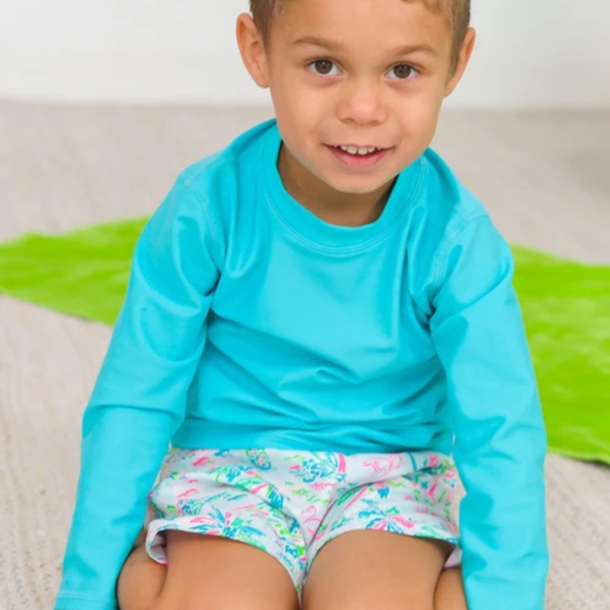 Rufflebutts Rufflebutts: LS Rashguard - Bright Aqua