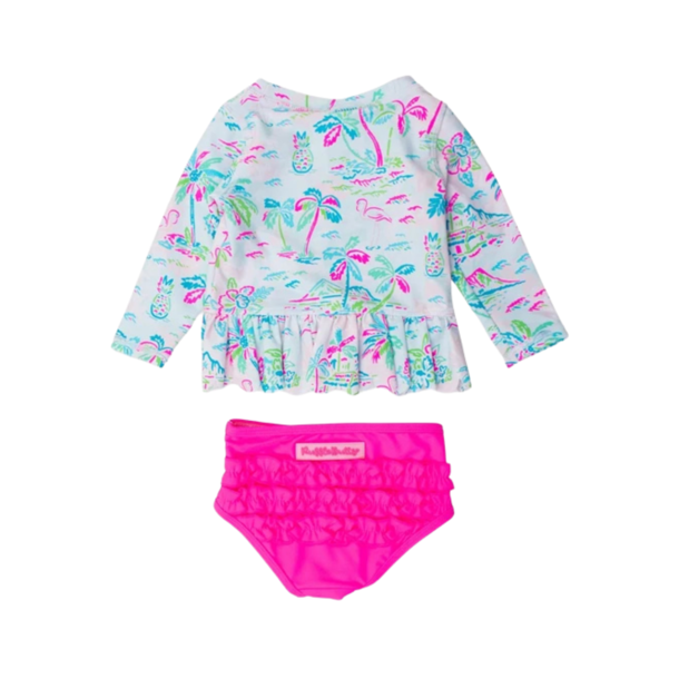 Rufflebutts Rufflebutts: 2pc Rashguard Bikini - Tropical Resort