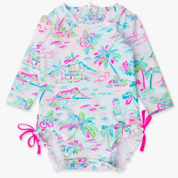 Rufflebutts Rufflebutts: LS 1pc Rashguard - Tropical Resort