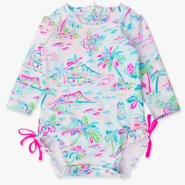 Rufflebutts Rufflebutts: LS 1pc Rashguard - Tropical Resort