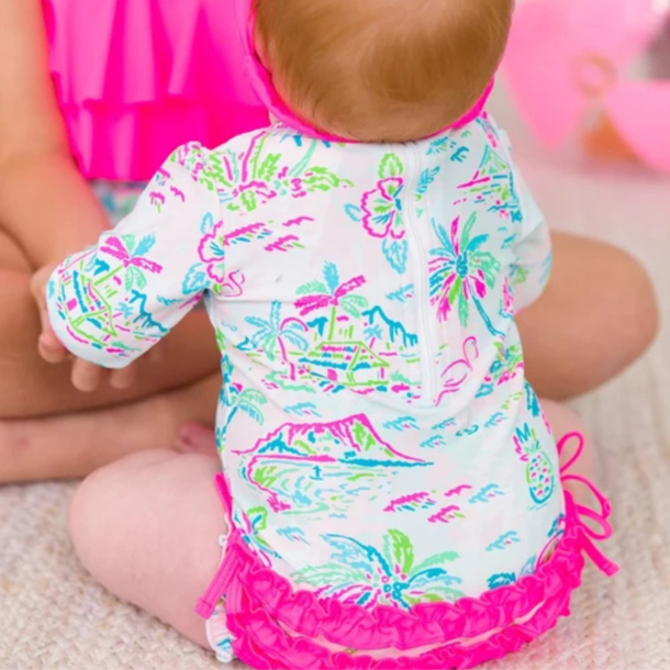 Rufflebutts Rufflebutts: LS 1pc Rashguard - Tropical Resort