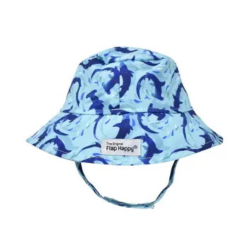 Flap Happy Flap Happy: Cotton Bucket Hat - Swirly Sharks