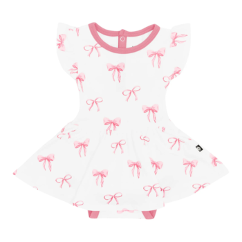 Kyte Clothing Kyte: Twirl Bodysuit Dress - Bow