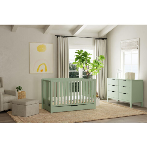 Million Dollar Baby MDB: Colby 4-in-1 Convertible Crib with Trundle Drawer - Light Sage