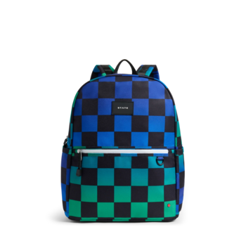 State Bags State Bags: Kane Double Lg Backpack- Blue Checkerboard
