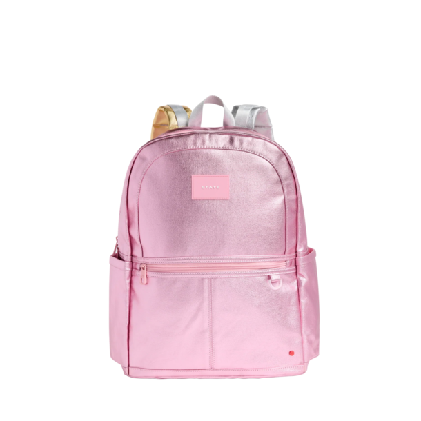 State Bags State Bags: Kane Double Zip Large- Pink/Silver