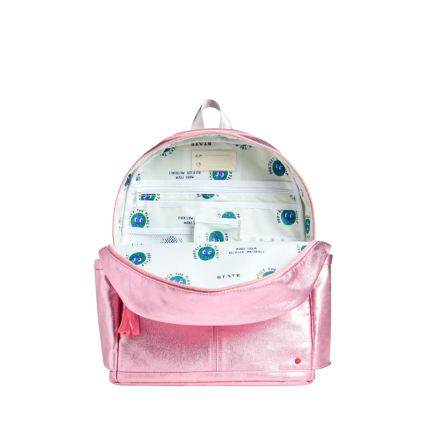State Bags State Bags: Kane Double Backpack- Hot Pink/ Pink Block